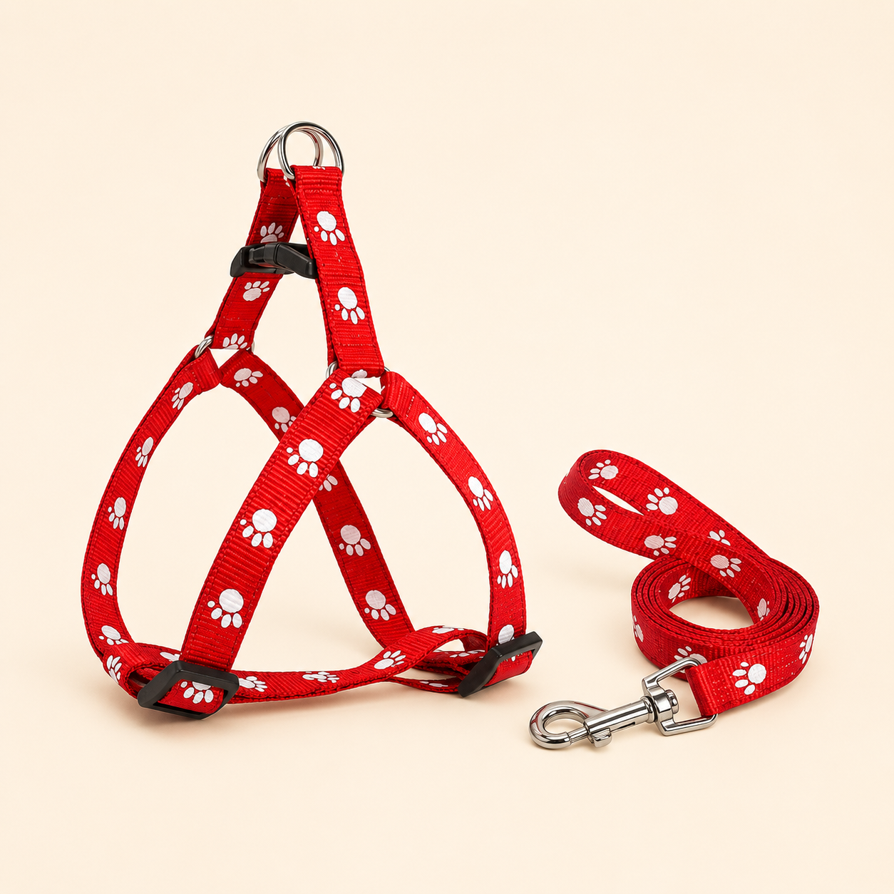 Happy Tails Premium Nylon Pet Harness & Leash Set for Puppies and Dogs