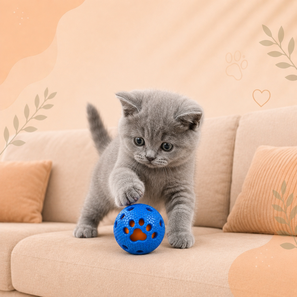 Interactive Chew & Treat Dispensing Dog Ball Toy – Durable Rubber Training Ball (Blue)