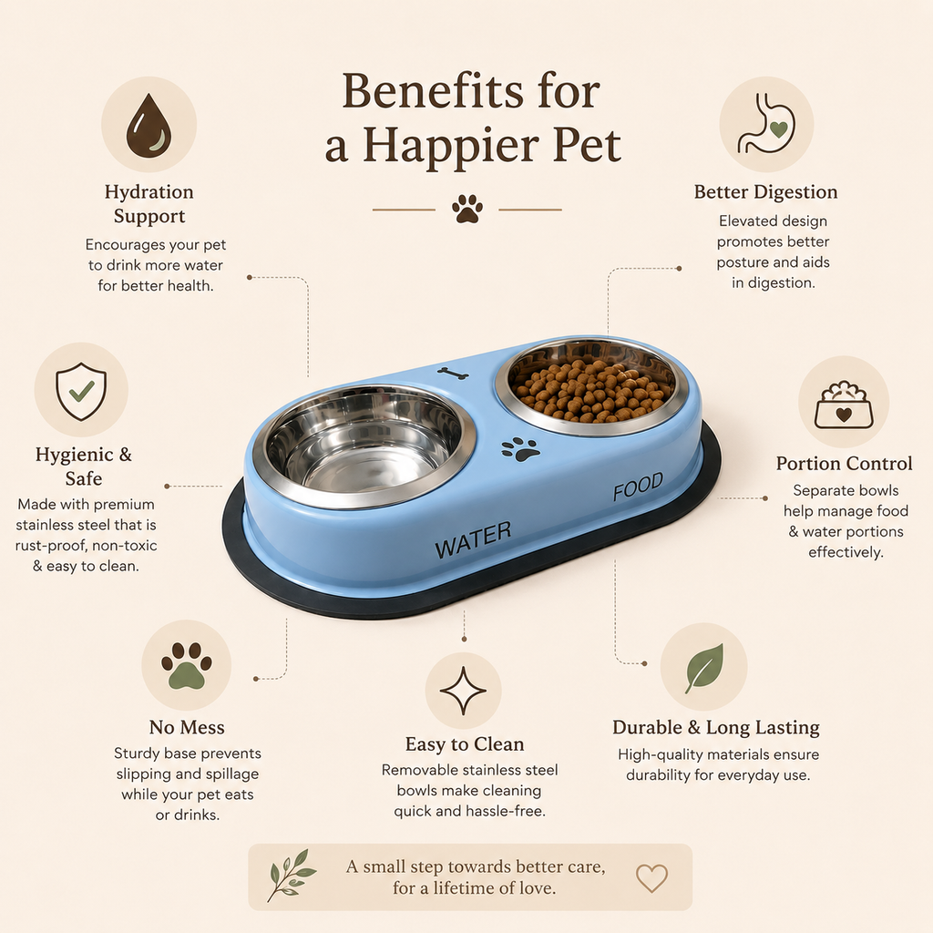 Stainless Steel Feeding Bowls for Pet (Multicolor, M)