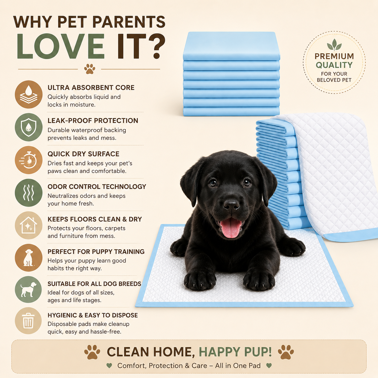 Waterproof Pee Pad for Dog (Multicolor, 60x90 cm) (Pack of 25)