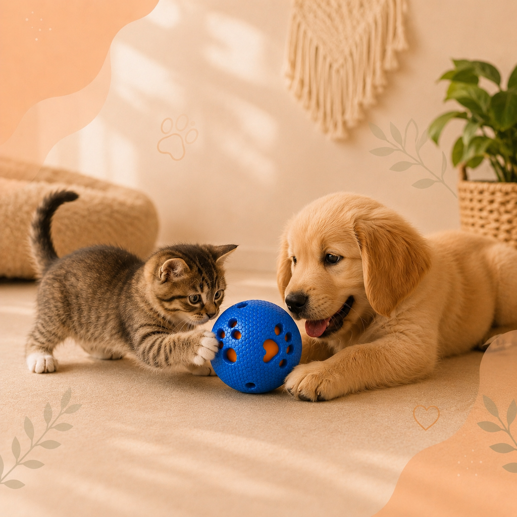 Interactive Chew & Treat Dispensing Dog Ball Toy – Durable Rubber Training Ball (Blue)