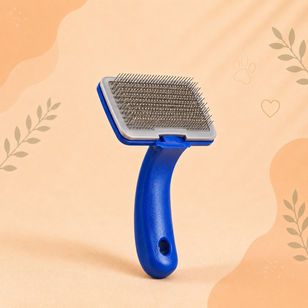 Pet Grooming Slicker Brush for Dogs & Cats | Self Cleaning Hair Remover Brush