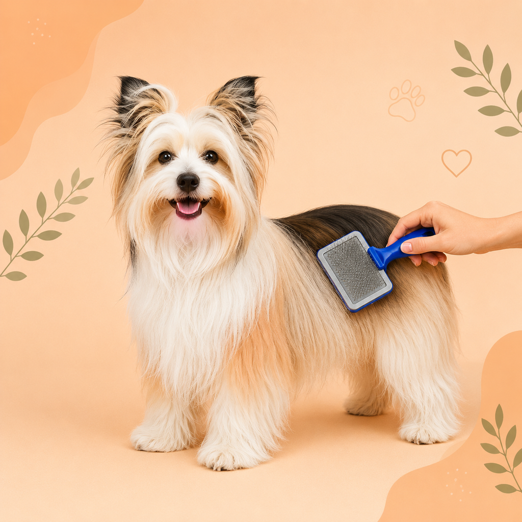 Pet Grooming Slicker Brush for Dogs & Cats | Self Cleaning Hair Remover Brush