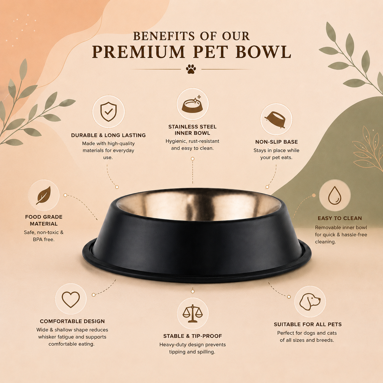 Stainless Steel Feeding Bowl for Pet (Multicolor, 600 ml) (Pack of 2)