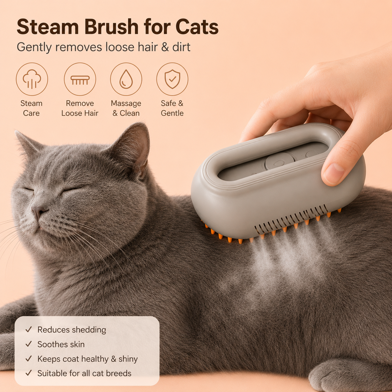 Steam Brush for Dog Cat 3 in 1 Water Brush for Dogs Silicone Massage Dog Comb Electric Multifunctional Water Brush Spa for Dogs USB Rechargeable Steamy Brush for Pets