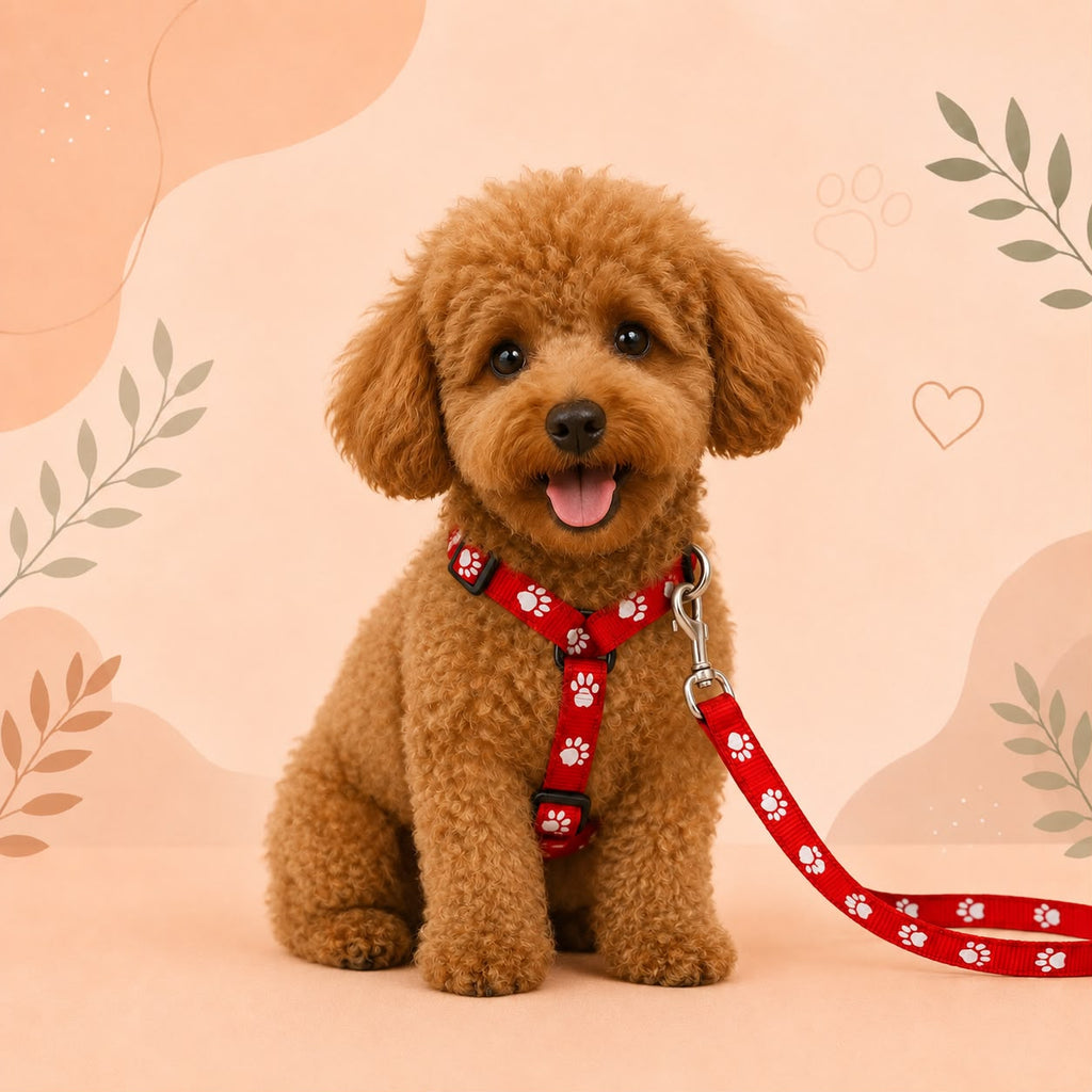 Happy Tails Premium Nylon Pet Harness & Leash Set for Puppies and Dogs